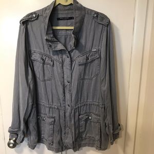 Gray distressed cargo jacket